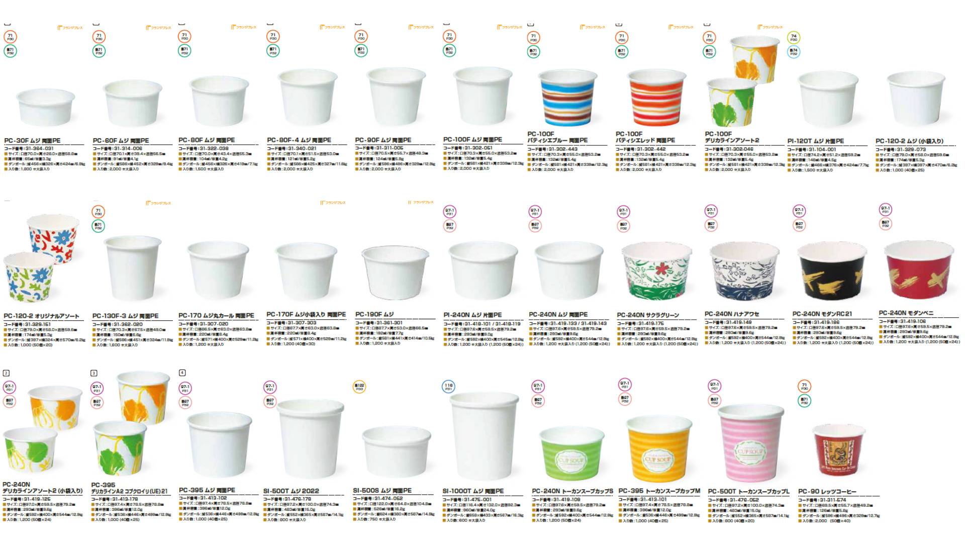 食品用紙容器ラインナップ